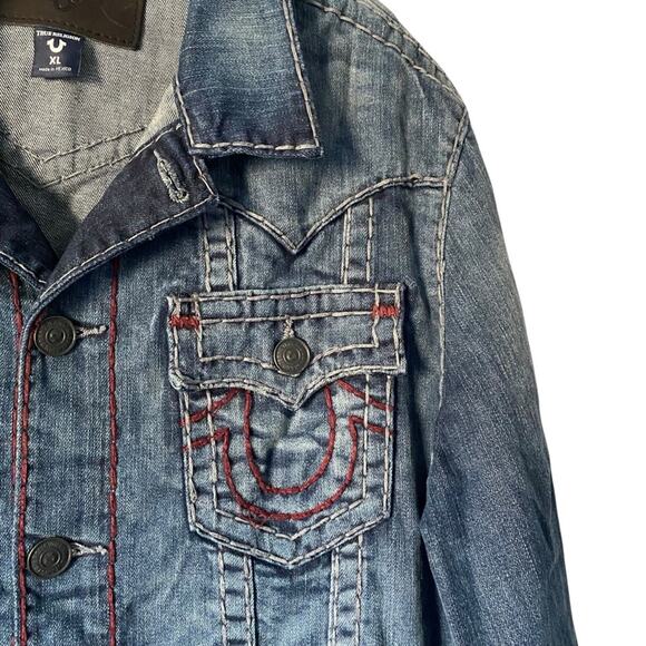 True Religion Men’s Jimmy Super T Blue Denim Jean Jacket size XL - Picture 2 of 11